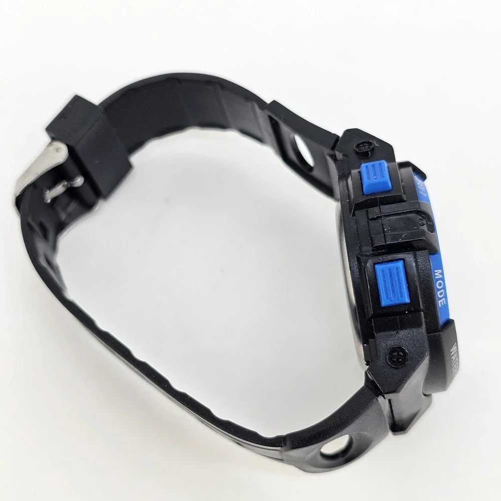 Men's Sport Digital Watch 44MM Black Plastic Bands New Battery‎